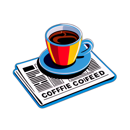 コーヒーと新聞のイラスト