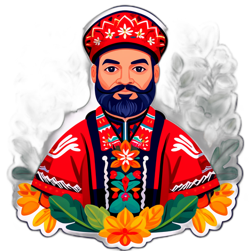 Nálepka Jarka Nohavici v tradici lidového oděvu