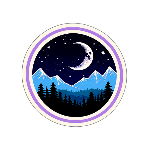 Nostalgischer Sticker mit Vollmond im Juli-Himmel