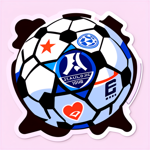 Ilustración de un sticker con elementos icónicos de los estadios de Champions League