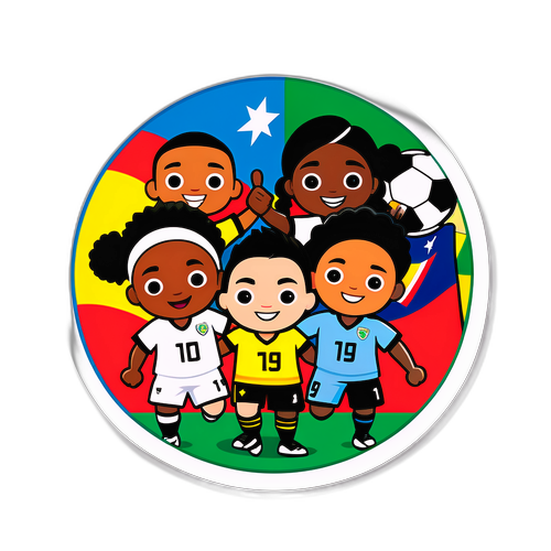 Diseño de un sticker que celebra la diversidad cultural en el fútbol