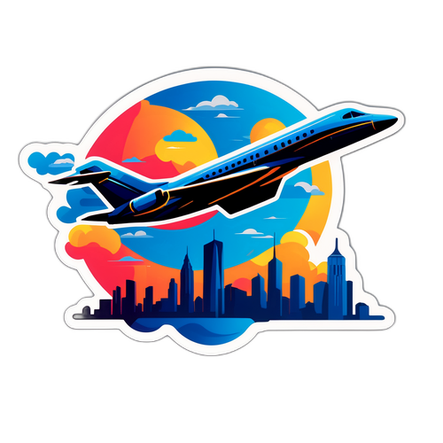 מדבקת מטוס הממריא אל השמיים