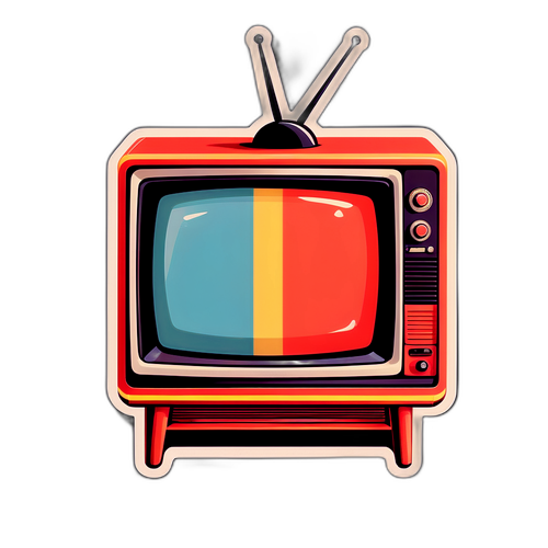 Vintage TV Sticker med Retro Farger