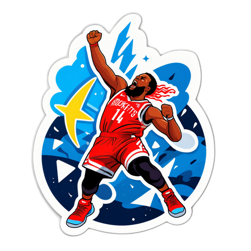 Un autocollant représentant le climax d'un match des Thunder-Rockets avec des actions intenses illustrées.