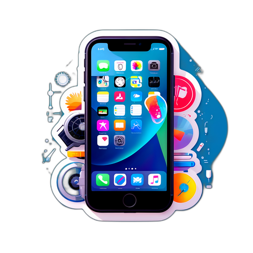 Иллюстрация нового iPhone с технологиями будущего