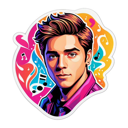 Stylisert grafikk av Benjamin Ingrosso med musikalske noter
