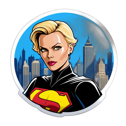 Caricature de Charlize Theron en super-héros