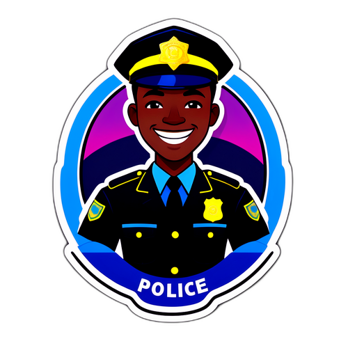 Autocollant d'un policier souriant