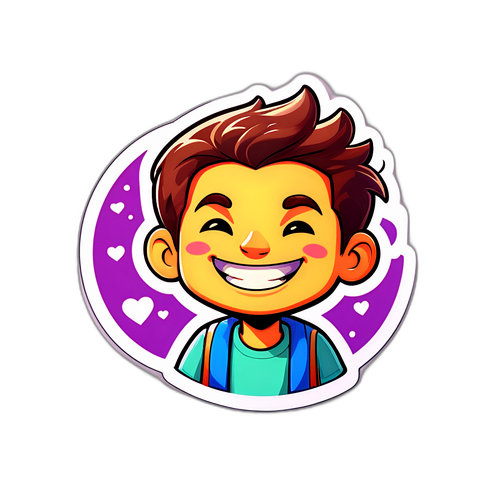 Sevimli Gülümseyen Karakter Stickerı