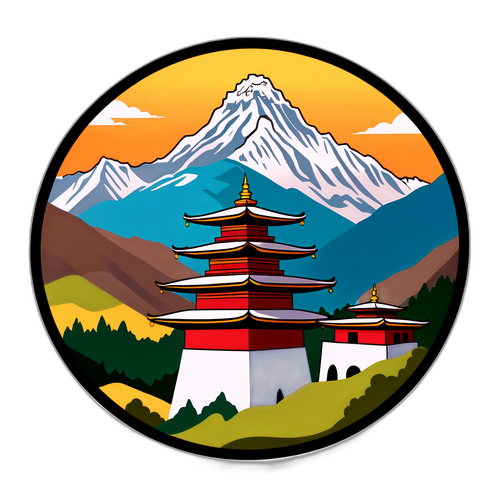 Traditionele Bhutanese Architectuur met Himalaya Uitzicht