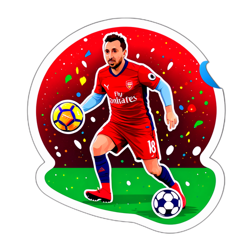Sticker van Santi Cazorla met bal in zijn kenmerkende stijl
