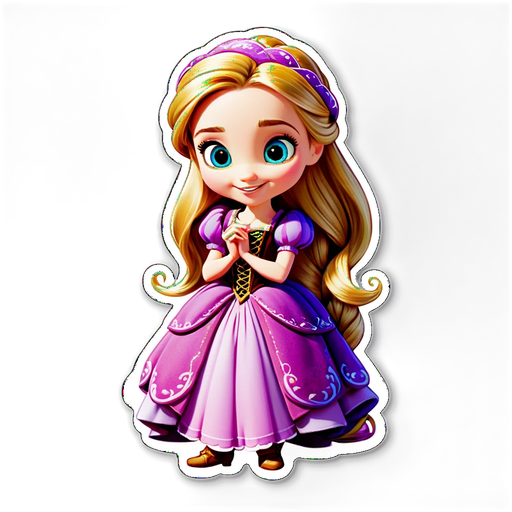 Unlock the Magic! Adorable Chibi Rapunzel Sticker That Will Melt Your Heart!