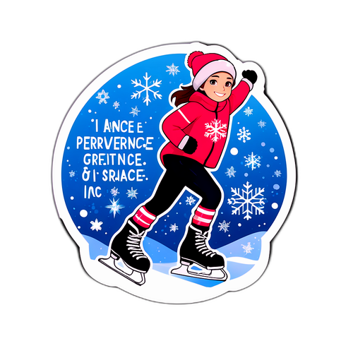 Motiverende sticker van een schaatsende Sarah Abitbol