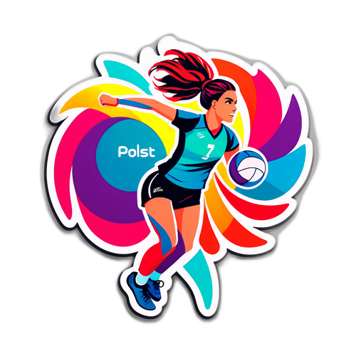 Kolorowe logo Polsat z siatkarką