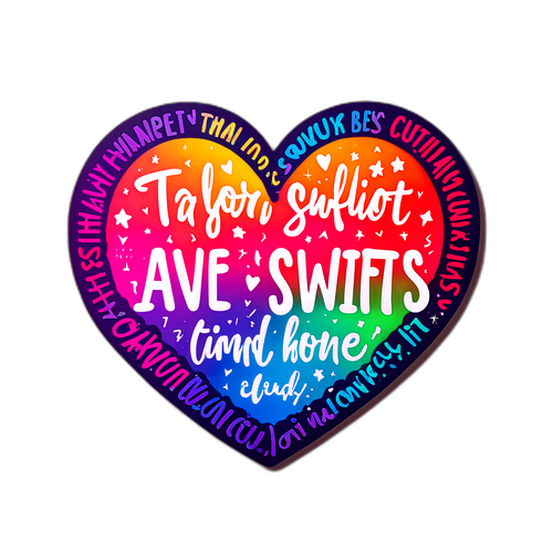 Taylor Swift szövegek szív formában, színes háttérrel