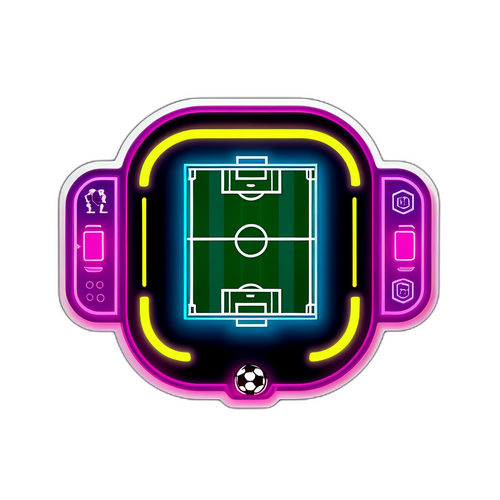 Stiker Futuristik Lapangan Sepak Bola Neon