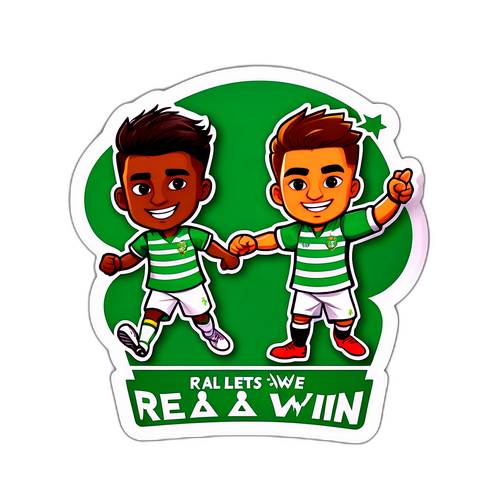 Nhãn dán các nhân vật đại diện của Real Betis khiêu vũ với khẩu hiệu 'Cùng nhau chúng ta chiến thắng'