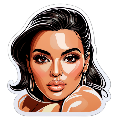 Un dessin de Kim Kardashian avec un maquillage radieux