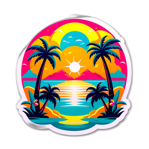 A Colorful Tropical Paradise Illustration