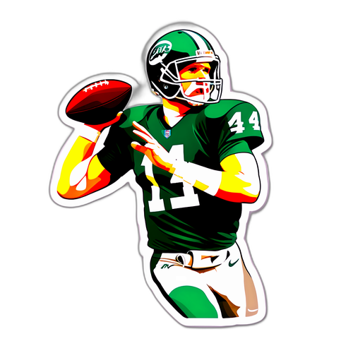 Autocollant de Sam Darnold lançant un football avec une texture rétro