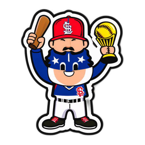 MLBワールドシリーズのトロフィーを持つキャラクター