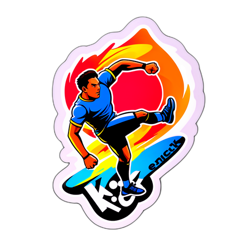 Динамическая наклейка с мячом и фигурой в движении 'Kick'