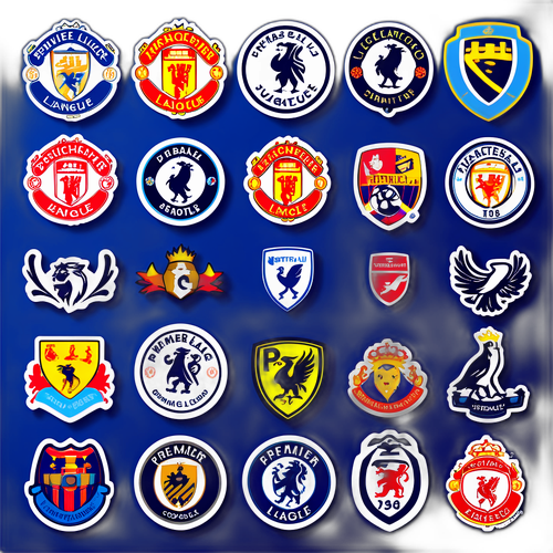 Những nhãn dán về lịch thi đấu Premier League với logo các đội bóng