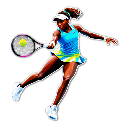 Stiker Menarik Raket Tenis dan Bola Coco Gauff