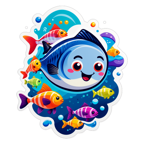 Playful Cartoon Herring Fish Sticker