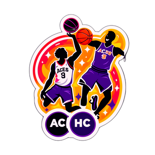 Cheerful Basketball Sticker Celebrating Aces vs. Mercury