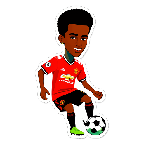 Amad Diallo Dribbling i Manchester United Jersey