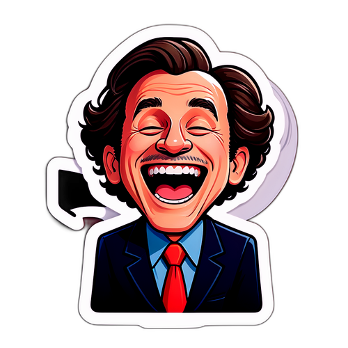 Sticker van een lachende cartoonversie van Michael Goldman