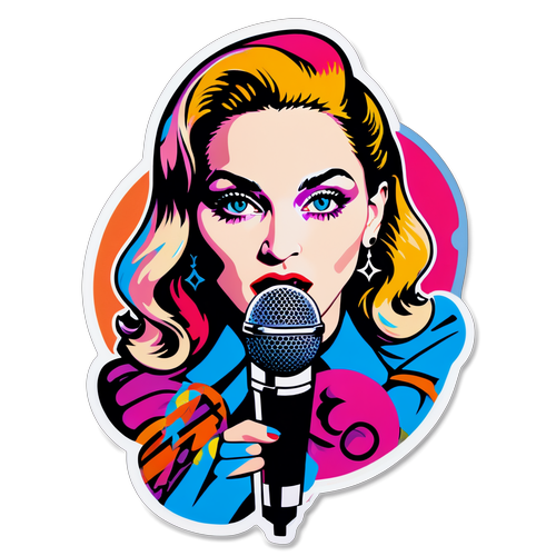Pop-Art Inspired Madonna Microphone Sticker