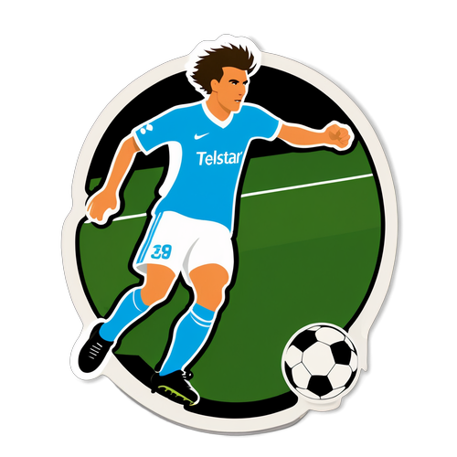 Sticker met Voetbalspeelveld en Tekst 'Telstar'