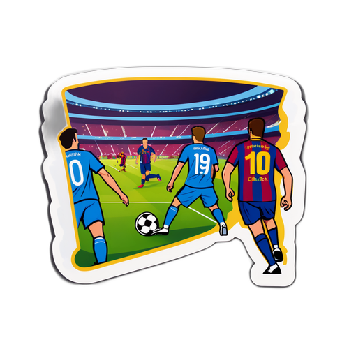 바르셀로나와 코펜하겐의 축구 경기 장면 스티커
