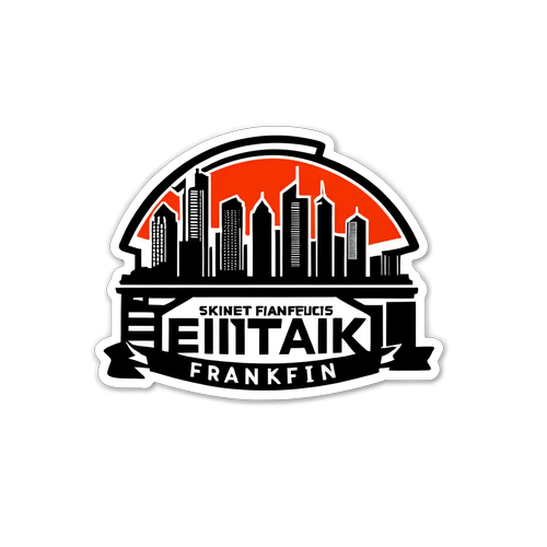 Een sticker van de skyline van Frankfurt met de tekst 'Eintracht Fans Unite'