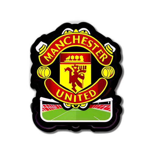 Nálepka zachycující esenci legendárního stadionu Old Trafford