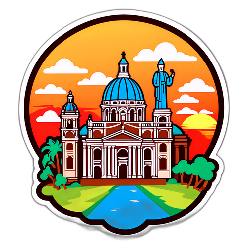 Sticker icónico de Dolores con monumentos y atracciones turísticas