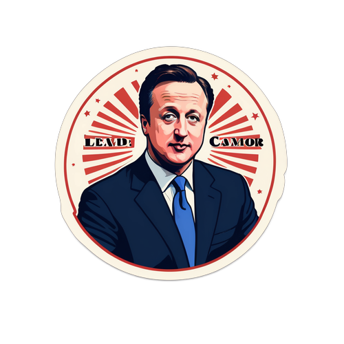 Vintage stil klistermærke af David Cameron