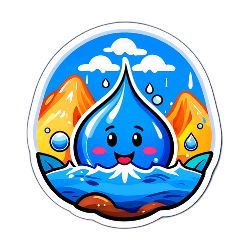 Su Tasarrufunu Teşvik Eden Eğlenceli Çıtır Çıtır Sticker