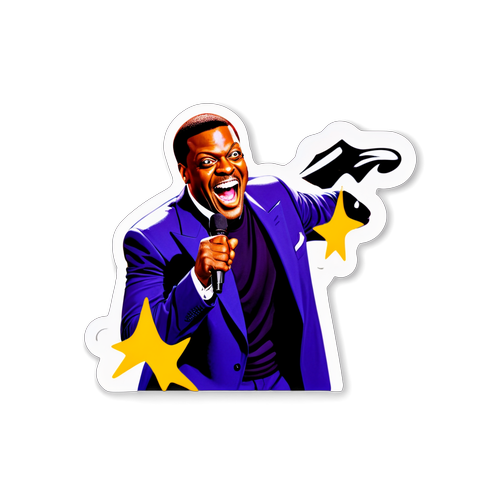 Chris Tucker riant avec une scène de stand-up en arrière-plan
