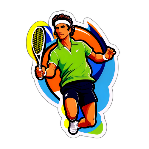 Autocollant de Félix Lebrun en train de servir au tennis