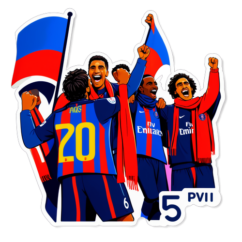 Stiker Pemain PSG Merayakan Kemenangan