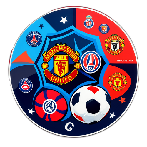 Sticker ya Mpira wa Miguu wa Manchester United na Paris Saint-Germain