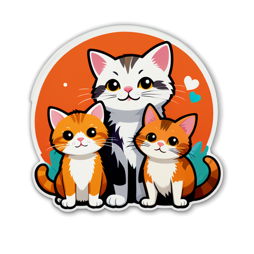 可爱的猫咪与小啮齿动物贴纸