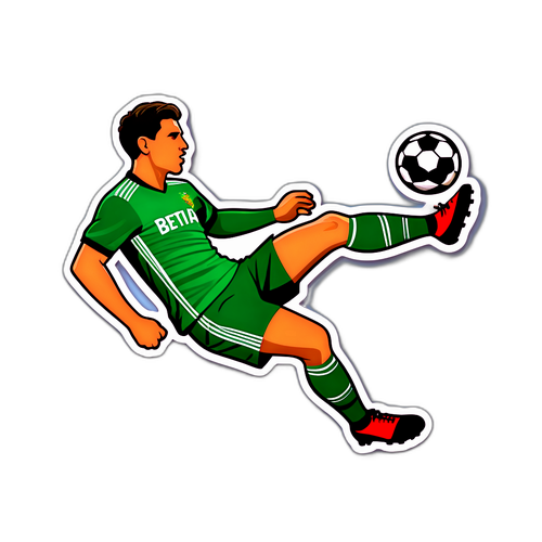 Nhãn dán thể thao Betis với hình ảnh cầu thủ sút bóng vào lưới