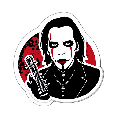 Dark Gothic Sticker z Motywem Muzycznym