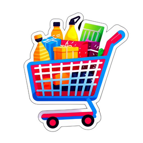 Adesivo Giocoso con Carrello della Spesa per Prime Day