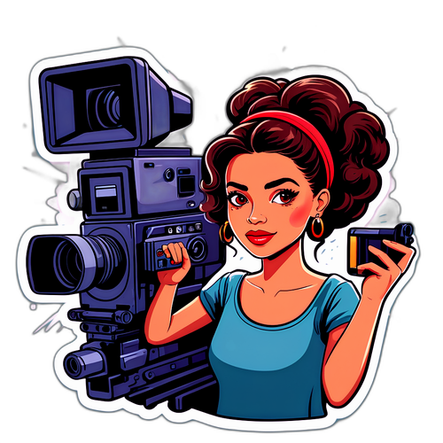 Representação artística de Leandra Leal no set de filmagem