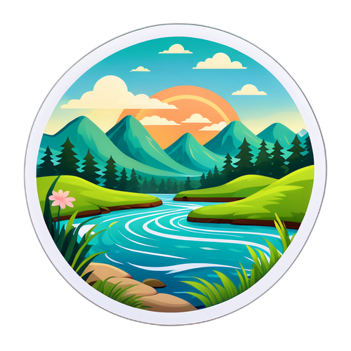 Rolig landskap med elv